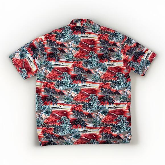 Birdwell Beach Britches Hawaiian Shirt Mens L Red Aloha Sunset California - Picture 8 of 9